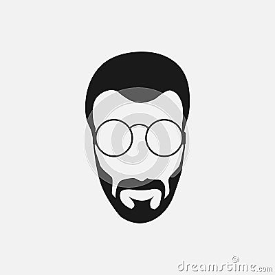 Bearded hipster face black silhouette. Vector illustration Vector Illustration