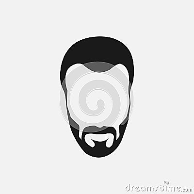 Bearded hipster face black silhouette. Vector illustration Vector Illustration