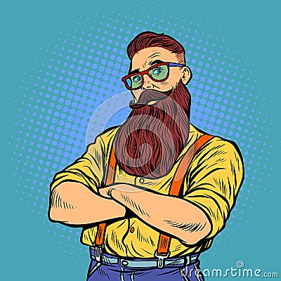 Bearded hipster with glasses Vector Illustration