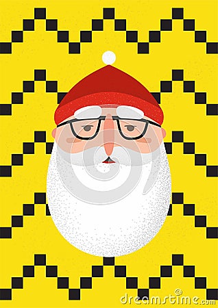 Bearded hipster Santa Claus Vector Illustration