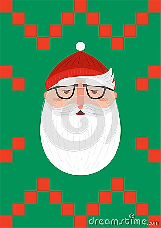 Bearded hipster Santa Claus Vector Illustration