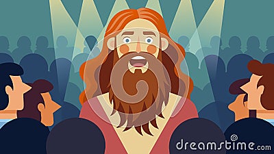 The bearded lady wows the audience with her unbelievable facial hair claiming it grew to record lengths due to constant Vector Illustration