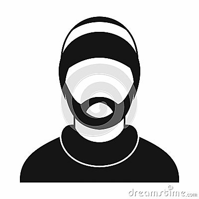 Bearded man avatar icon, simple style Vector Illustration