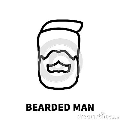 Bearded man icon or logo in modern line style. Vector Illustration