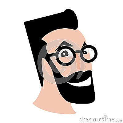 Bearded man illustration in cartoon style Cartoon Illustration