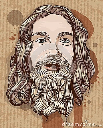 Bearded man illustration in vintage stile Vector Illustration