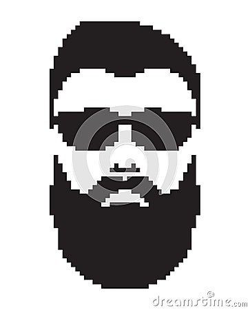 Bearded man with mustache. Barbershop logo portrait. Mustached men face icon Vector Illustration