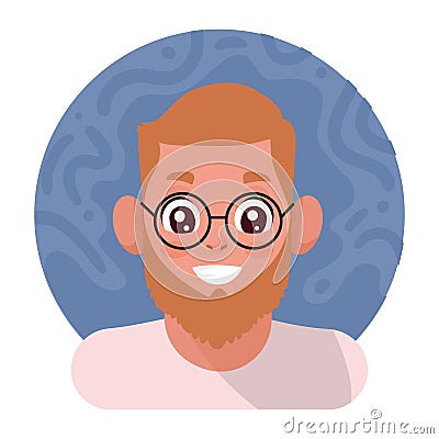 bearded man prophile picture Vector Illustration