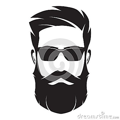 Bearded man s face, hipster character. Fashion silhouette, avata Vector Illustration