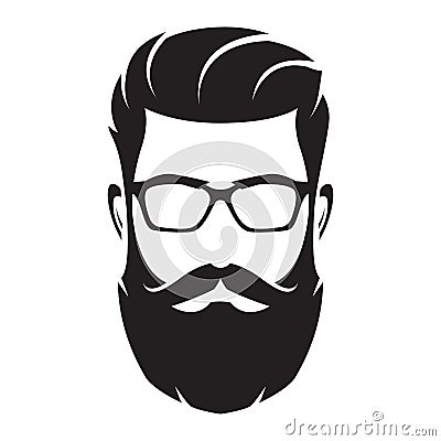 Bearded man s face, hipster character. Fashion silhouette, avata Vector Illustration