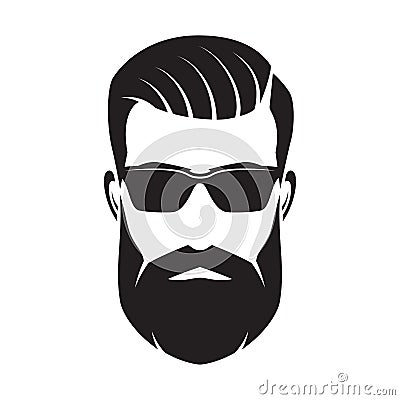 Bearded man s face, hipster character. Fashion silhouette, avata Vector Illustration