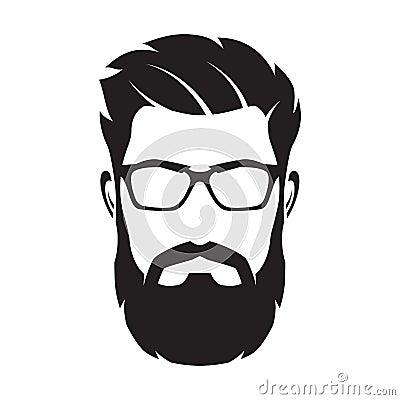 Bearded man s face, hipster character. Fashion silhouette Vector Illustration