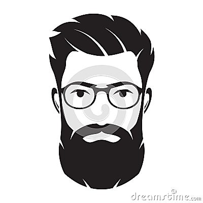 Bearded men face, hipster character. Vector illustration. Vector Illustration