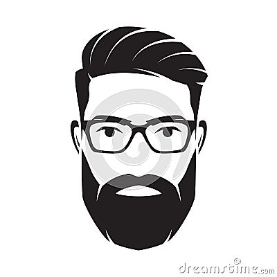 Bearded men face, hipster character. Vector illustration. Vector Illustration