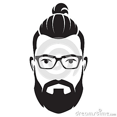 Bearded men face, hipster character. Vector illustration. Vector Illustration