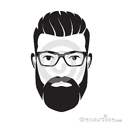 Bearded men face, hipster character. Vector illustration. Vector Illustration