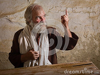 Bearded Prophet in biblical scene Stock Photo