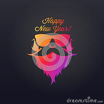 Bearded Santa in Sunglasses. Merry Christmas and Happy New Year. Vector Illustration Vector Illustration