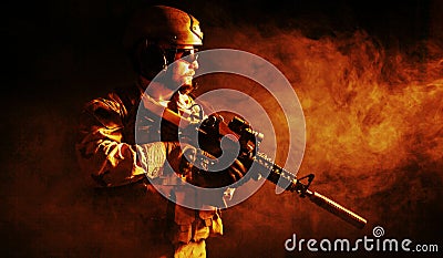 Bearded special forces soldier Stock Photo