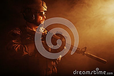 Bearded special forces soldier Stock Photo