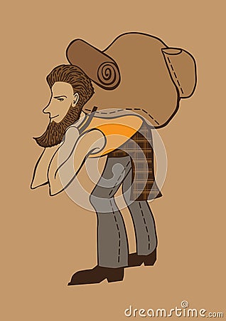 Bearded tourist illustration Vector Illustration