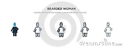 Bearded woman icon in different style vector illustration. two colored and black bearded woman vector icons designed in filled, Vector Illustration