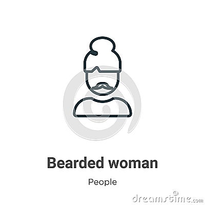 Bearded woman outline vector icon. Thin line black bearded woman icon, flat vector simple element illustration from editable Vector Illustration