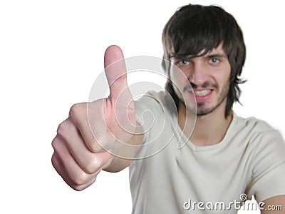 Beardman with ok gesture Stock Photo