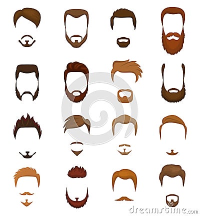 Beards vector portraite of bearded man with male haircut in barbershop and barbed mustache on hipsters face illustration Vector Illustration