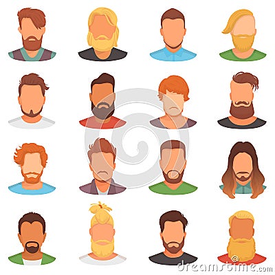 Beards vector portraite of bearded man with male haircut in barbershop and barbed mustache on hipsters face illustration Vector Illustration