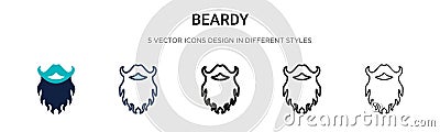 Beardy icon in filled, thin line, outline and stroke style. Vector illustration of two colored and black beardy vector icons Vector Illustration