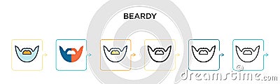 Beardy vector icon in 6 different modern styles. Black, two colored beardy icons designed in filled, outline, line and stroke Vector Illustration