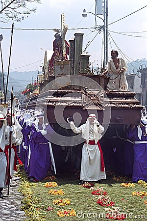 Bearers carrying shrine during Holy Week procession Editorial Stock Photo