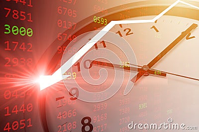 Bearish - red stock market selling stop loss time Stock Photo