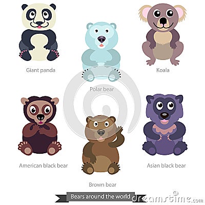 Bears around the world Vector Illustration