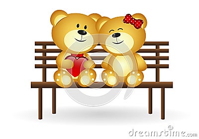 Bears In Love Vector Illustration