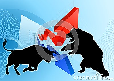 Bears Versus Bulls Stock Market Concept Vector Illustration