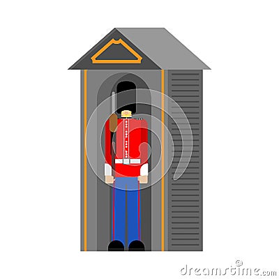 Bearskins British Royal Guardsman. sentry grenadier in bear hat Vector Illustration