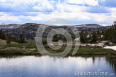 Beartooth Lake in Rocky Mountains in June Stock Photo