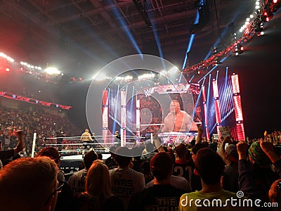 Beast Brock Lesner stands in the ring with Paul Heyman ready for Editorial Stock Photo