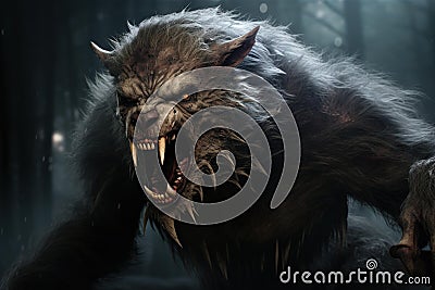 Beastly Scary werewolf dark. Generate Ai Stock Photo