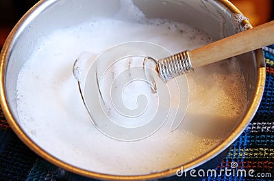 Beaten whites of eggs Stock Photo