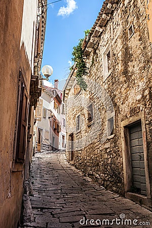 Beatiful narrow street in Mediterranean Europe, Croatia Stock Photo