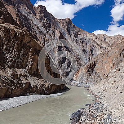 Beatiful road in Zanskar valley, Ladakh, India. Stock Photo