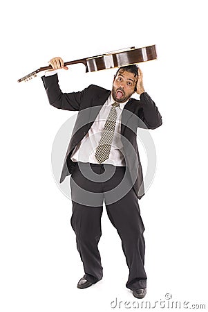 Beating with guitar Stock Photo