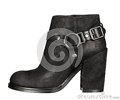 Beatles black leather high heel shoe Stock Photo