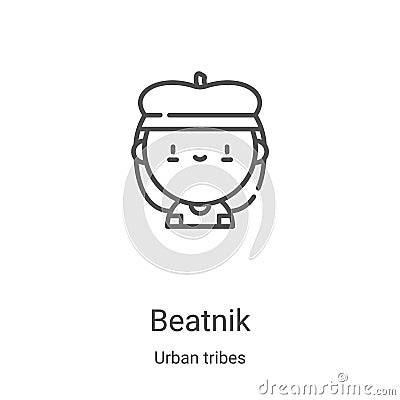 beatnik icon vector from urban tribes collection. Thin line beatnik outline icon vector illustration. Linear symbol for use on web Vector Illustration