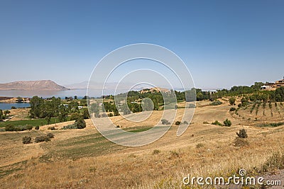 Beatyful natural lanscape background with tree and mount Stock Photo