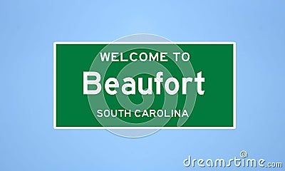 Beaufort, South Carolina city limit sign. Town sign from the USA. Stock Photo