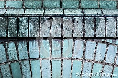Beauitful old and weathered blue brick walls with cracks fround all over europe Stock Photo